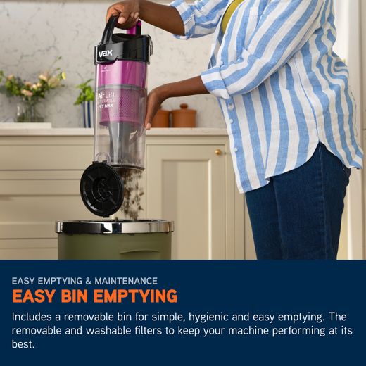 Vax Air Lift Steerable Pet Max UCPMSHV1 Upright Vacuum Cleaner - Annotation - Easy bin emptying